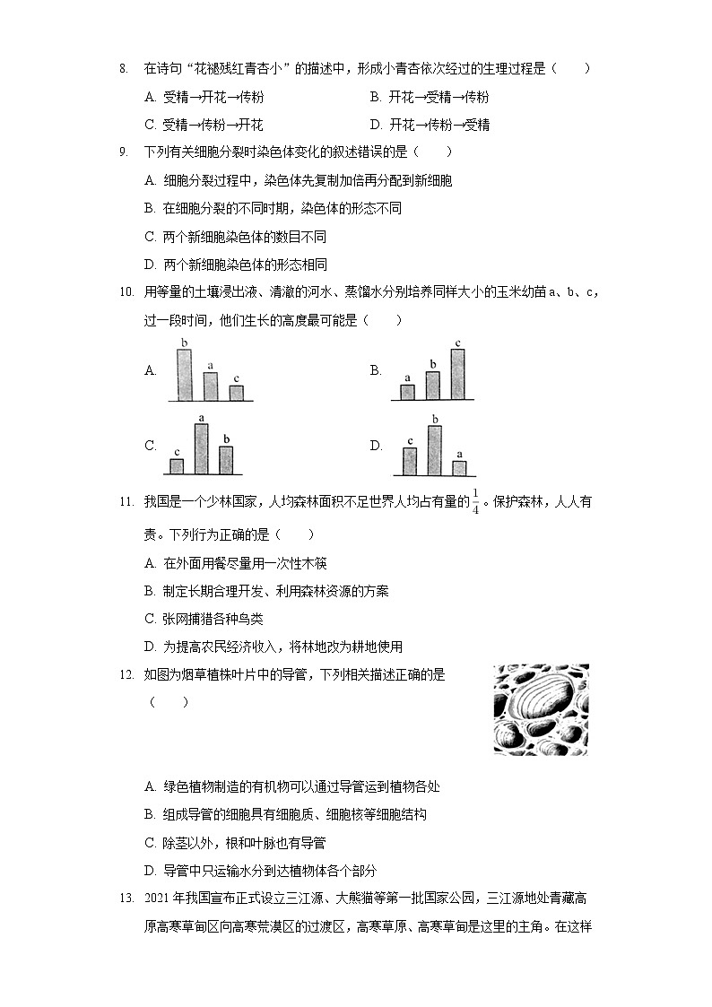 2021-2022学年内蒙古兴安盟突泉县七年级（上）期末生物试卷02