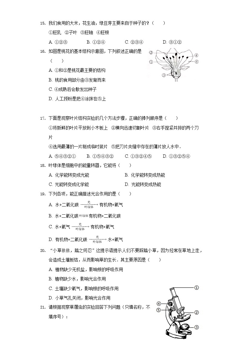 2021-2022学年河南省开封市兰考县七年级（上）期末生物试卷03