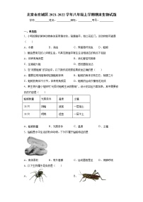 北京市东城区2021-2022学年八年级上学期期末生物试题（word版 含答案）