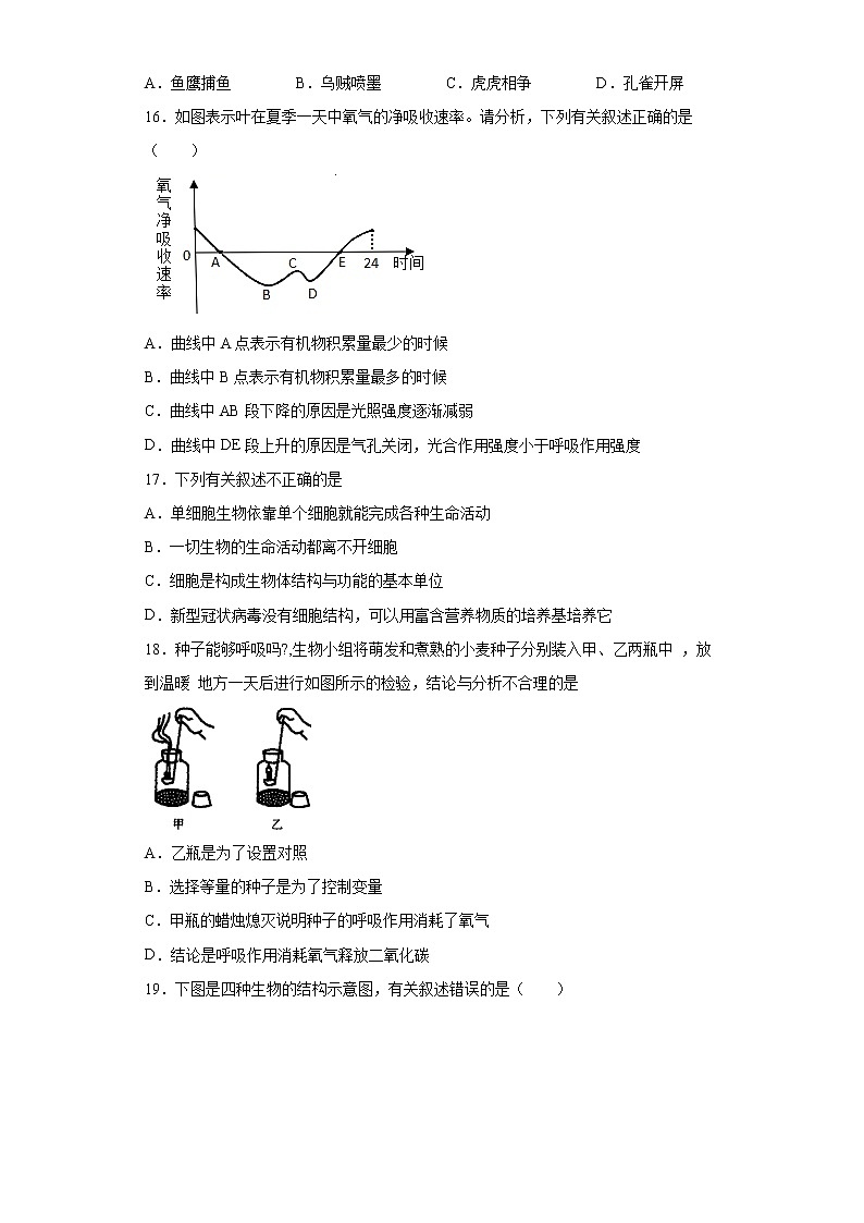 重庆市合川区2021-2022学年八年级上学期期末生物试题（word版 含答案）第3页