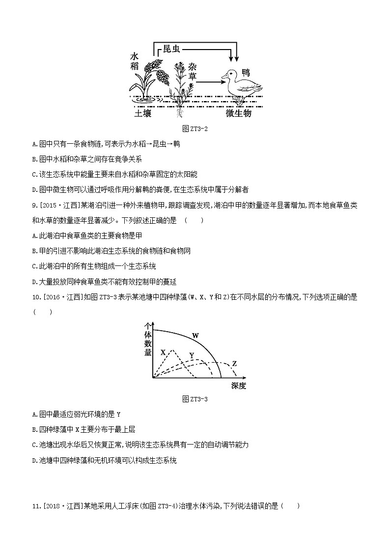江西专版中考生物复习专题复习03生物与环境试题03