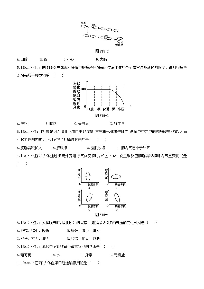 江西专版中考生物复习专题复习05生物圈中的人试题03