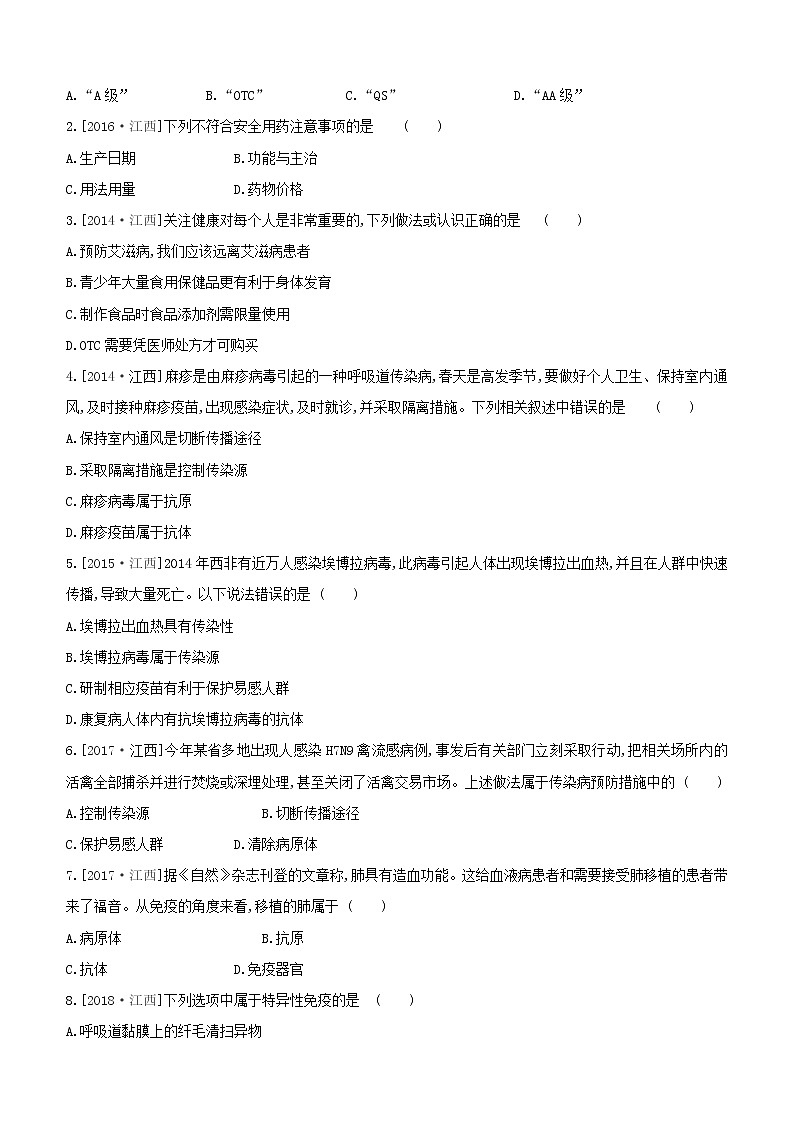 江西专版中考生物复习专题复习10降地生活试题第2页