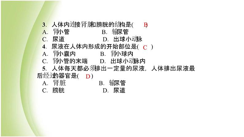 七年级生物下册周周清6作业课件新人教版第3页