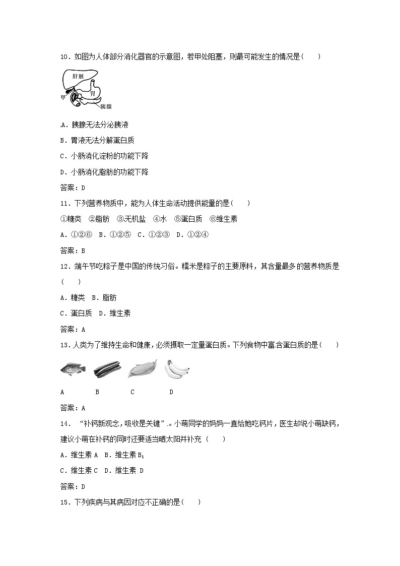 中考生物复习系列练习人的食物来源03