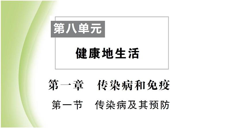 八年级生物下册第八单元健康生活第一章传染病和免疫第一节传染病及其预防作业课件新人教版第1页