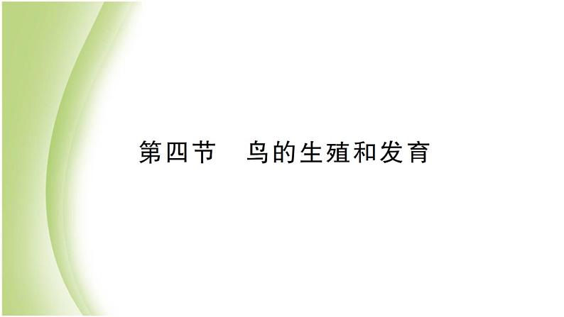 八年级生物下册第七单元生物圈中生命的延续和发展第一章生物的生殖和发育第四节鸟的生殖和发育作业课件新人教版第1页