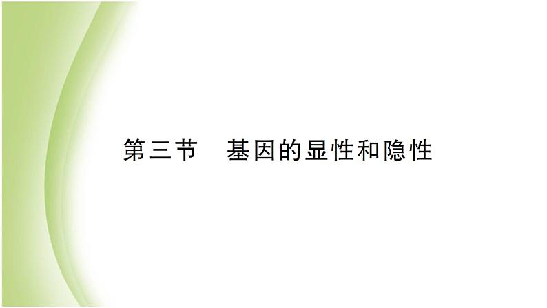 八年级生物下册第七单元生物圈中生命的延续和发展第二章生物的遗传和变异第三节基因的显性和隐性作业课件新人教版01