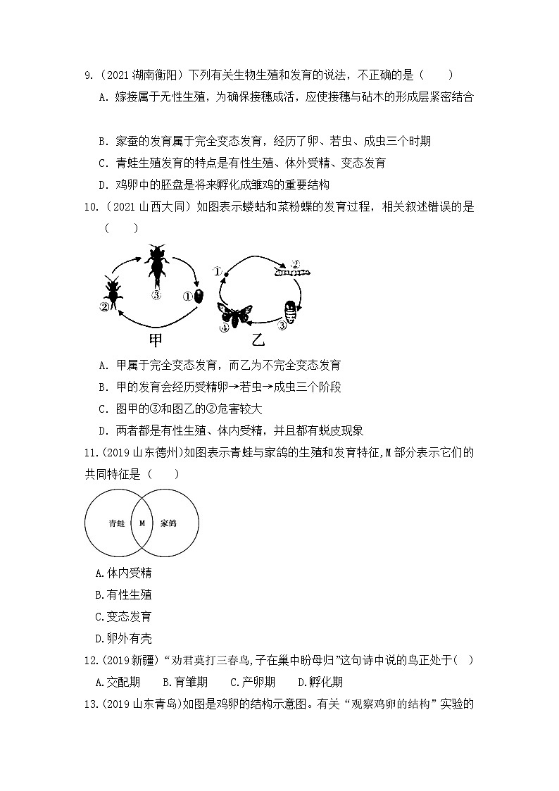 专题19 生物的生殖和发育（练习）-2022年中考生物一轮复习讲练测`03