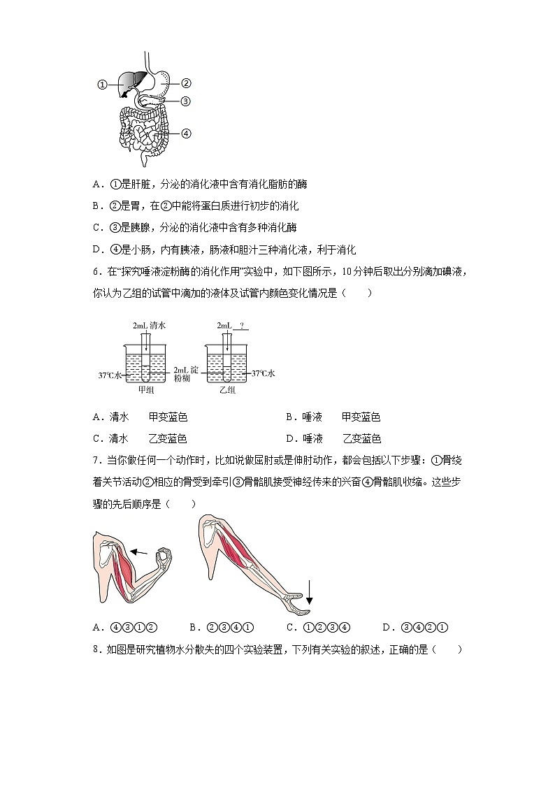 北京市通州区2021-2022学年八年级上学期期末生物试题（word版 含答案）第2页