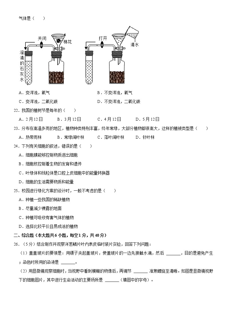 2021-2022学年广西桂林市灌阳县七年级（上）期末生物试卷   解析版03