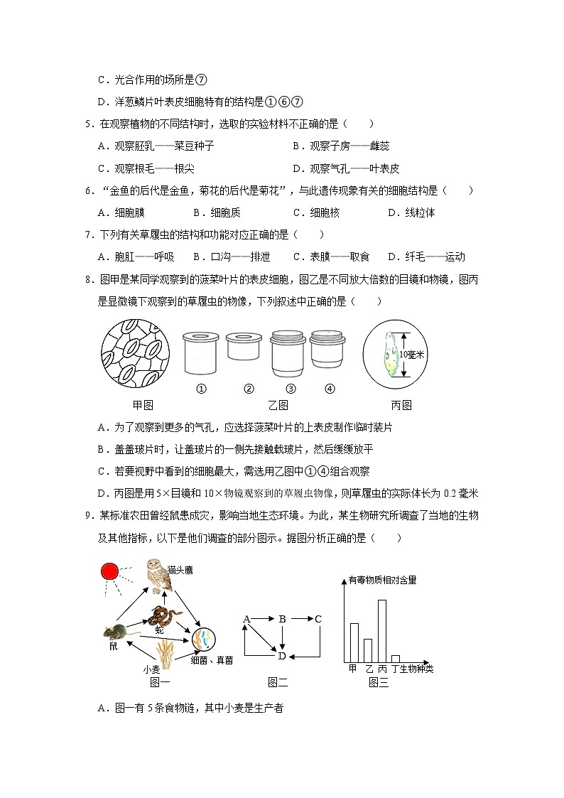 2021-2022学年河南省漯河市召陵区七年级（上）期末生物试卷   解析版02