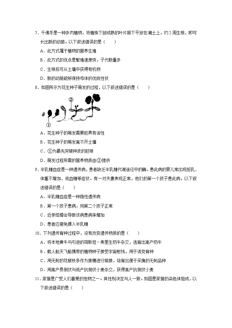 2021-2022学年北京市朝阳区八年级（上）期末生物试卷   解析版02