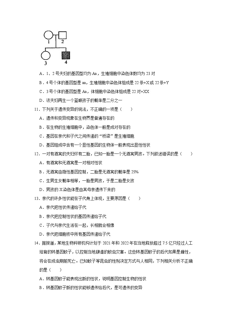 2021-2022学年河南省南阳市宛城区八年级（上）期末生物试卷   解析版03