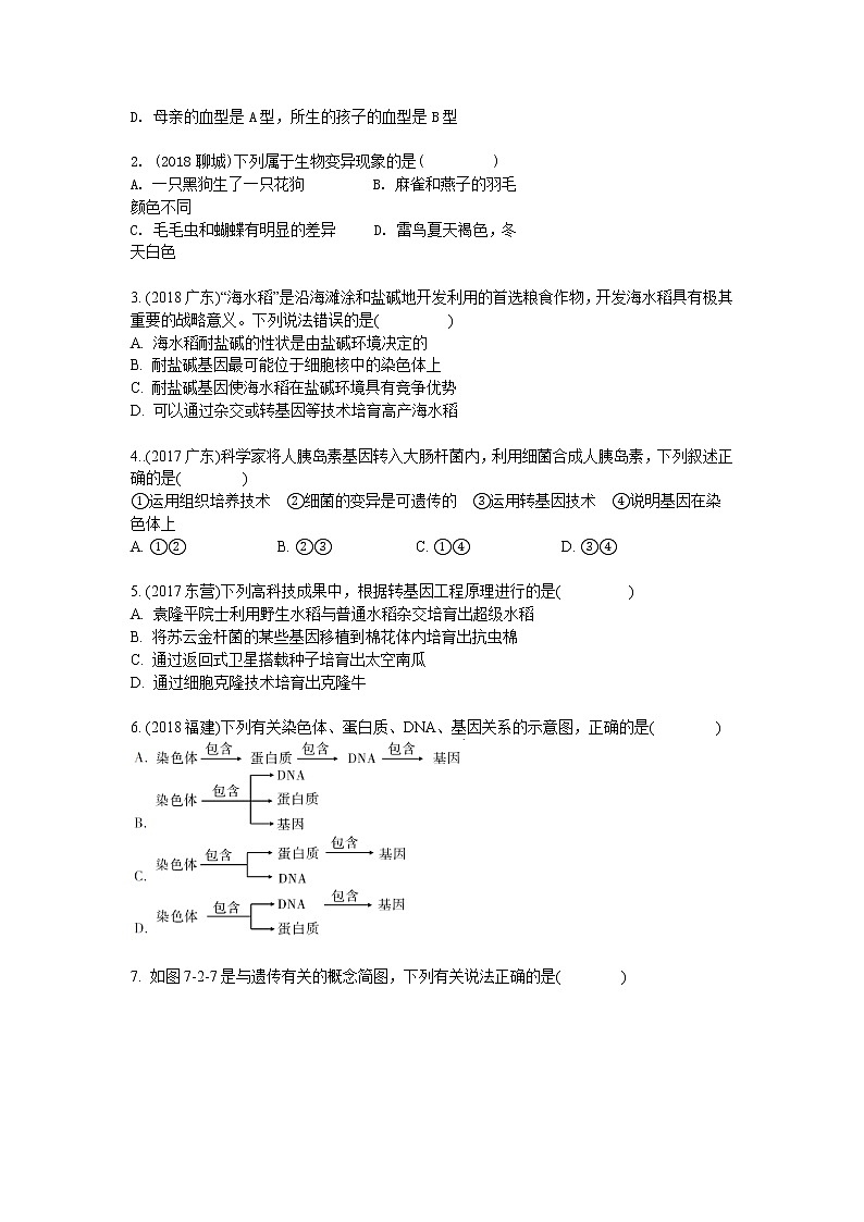 2022年中考生物八年级下册第二轮复习-生物的遗传和变异第3页