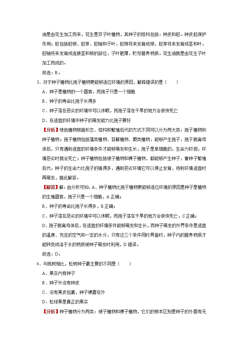 考点11 种子植物（解析版）-2022年生物中考一轮过关讲练（人教版）第3页