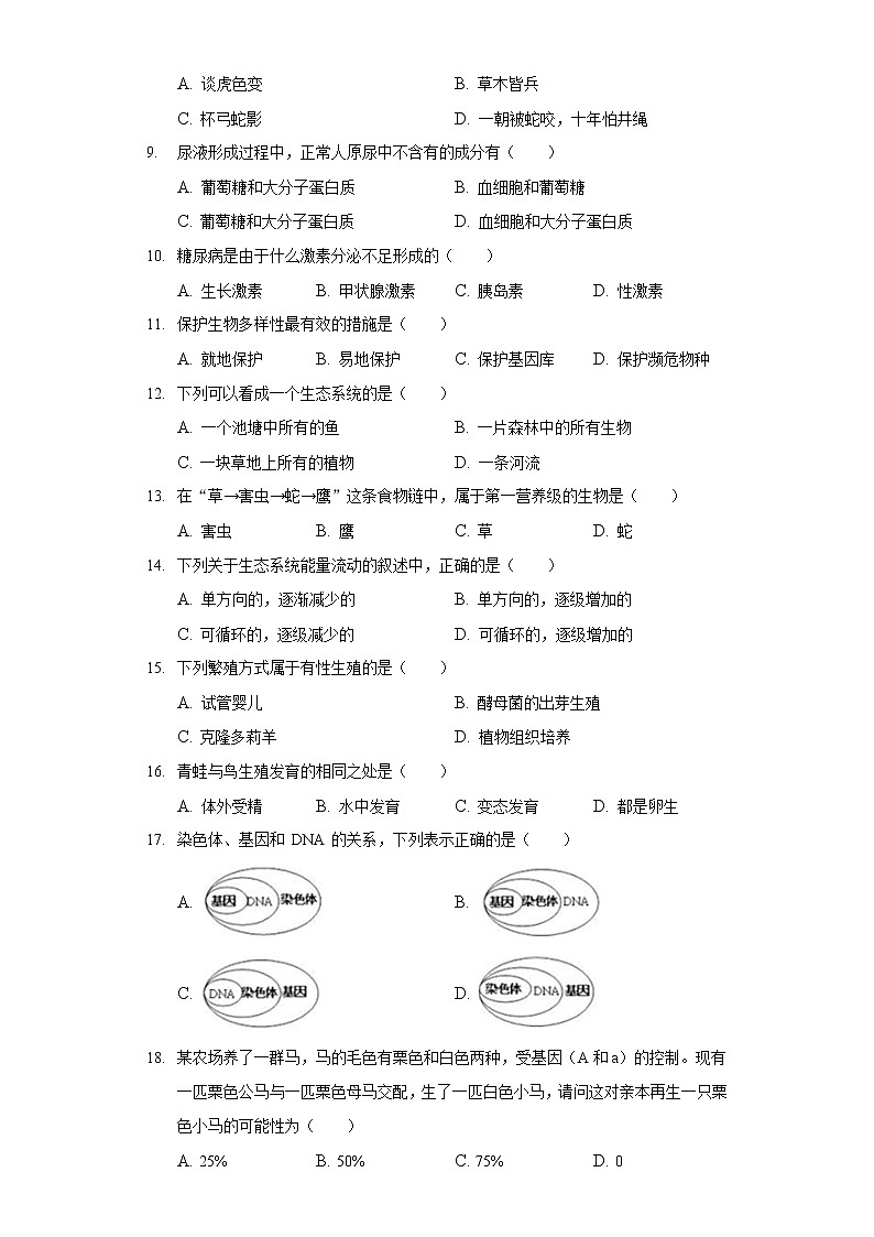 2021年辽宁省沈阳市康平二中中考生物一模试卷（含答案解析）02