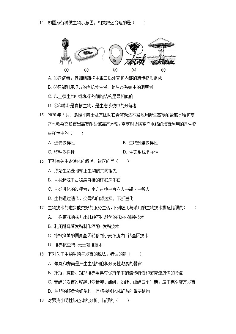 2021年辽宁省沈阳市铁西区中考生物一模试卷（含答案解析）03