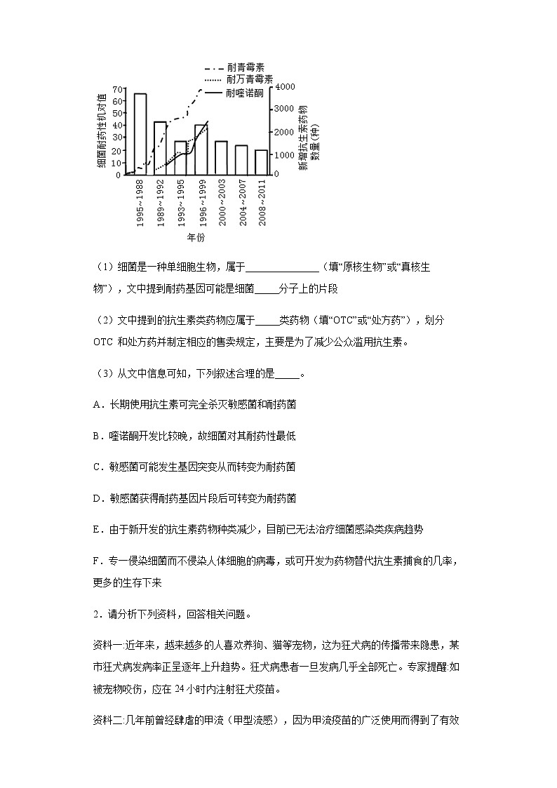 第八单元 第二章 用药与急救 资料分析题专练2021--2022学年人教版八年级生物下册（word版 含答案）02
