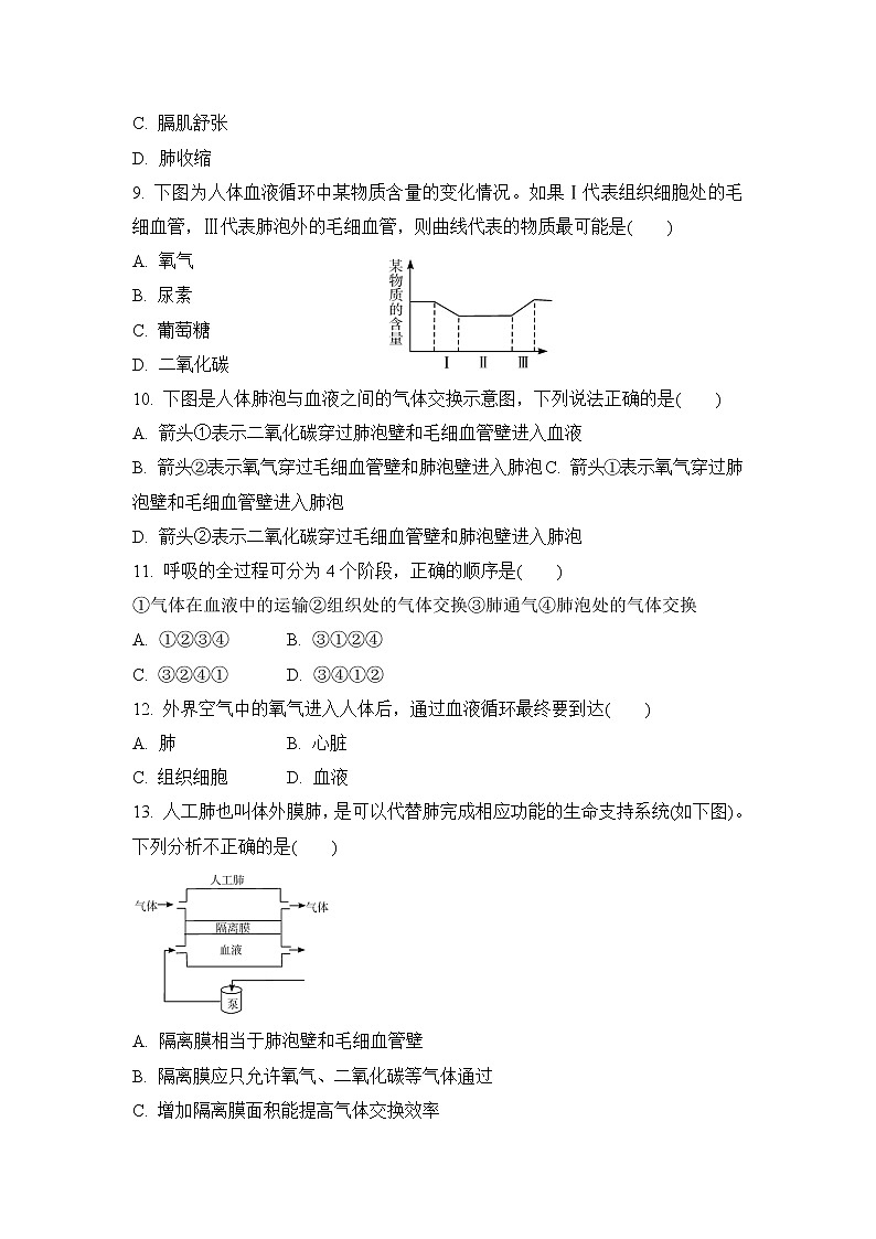 4.3.2发生在肺内的气体交换 第1课时 练习第3页