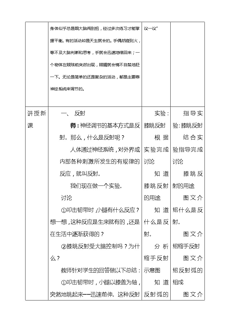 4.6.3神经调节的基本方式 教案第2页