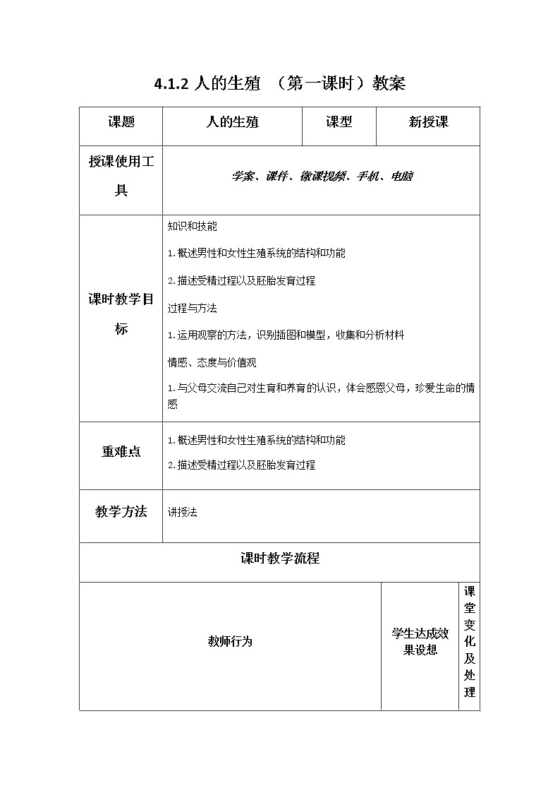 4.1.2人的生殖 第一课时（课件+教案+练习+导学案）01