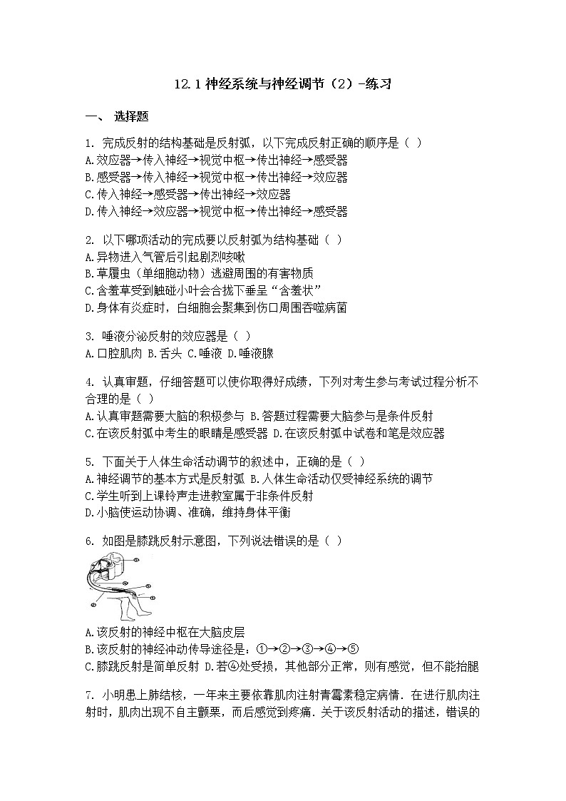 12.1神经系统与神经调节（2）（课件+教案+练习+学案）01