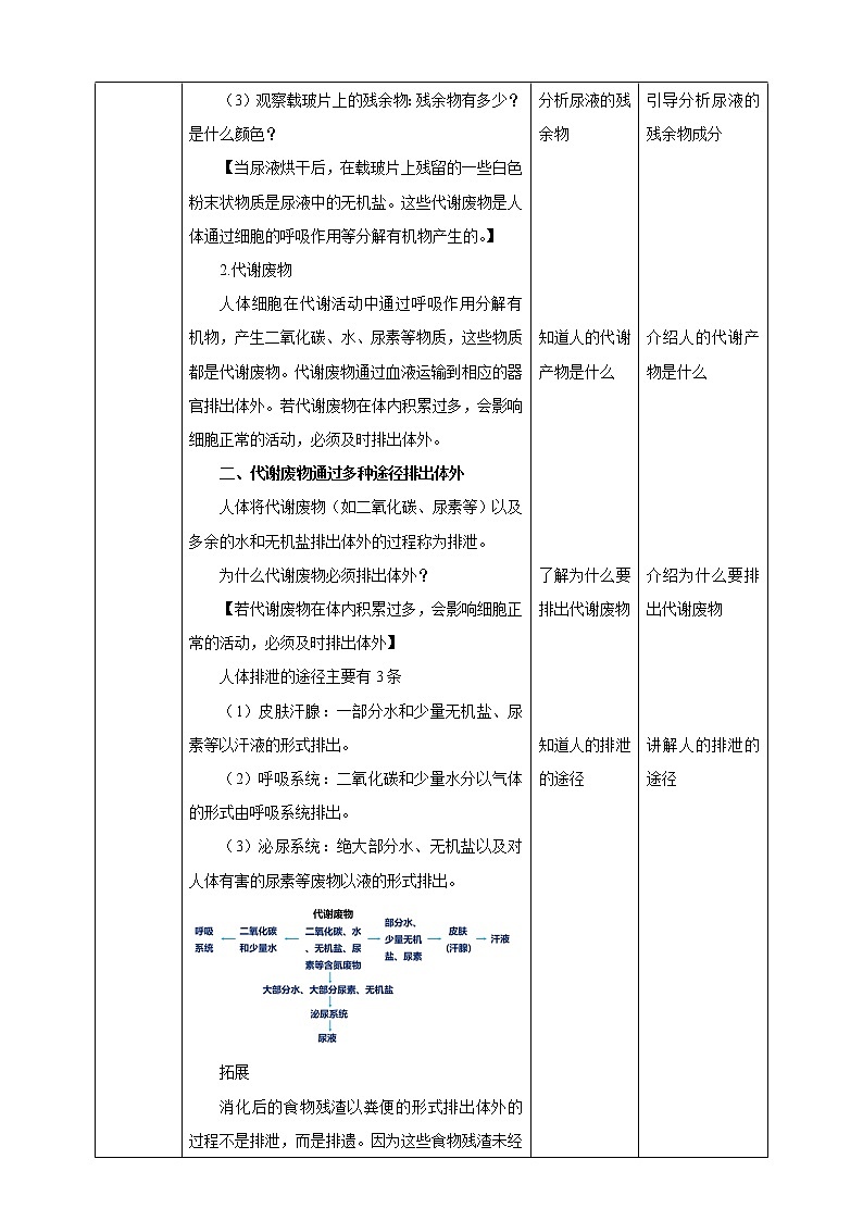 11.1人体产生的代谢废物=教学设计第2页