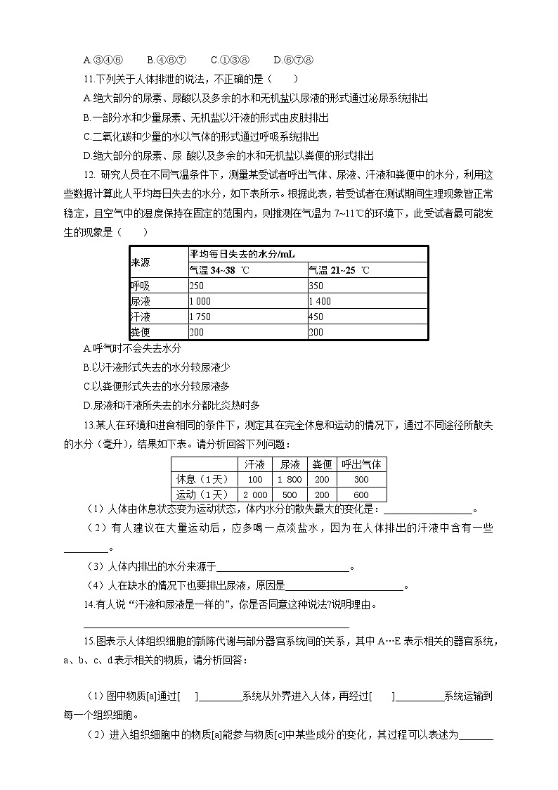 11.1人体产生的代谢废物=练习第2页