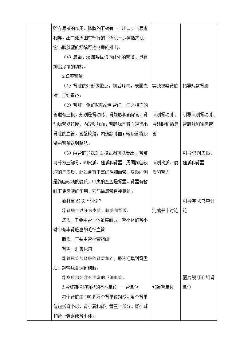 11.2 尿的形成与排出=教学设计第2页
