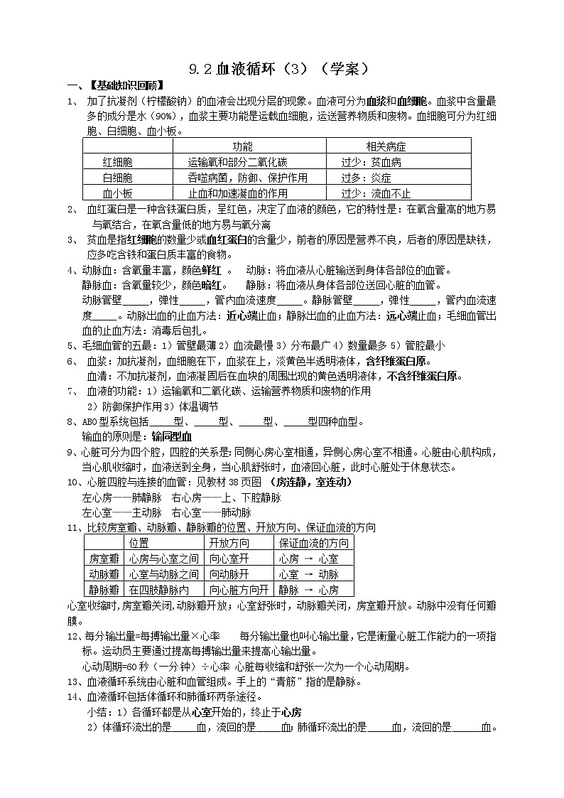9.2血液循环（3）（课件+教学设计+练习+学案）01