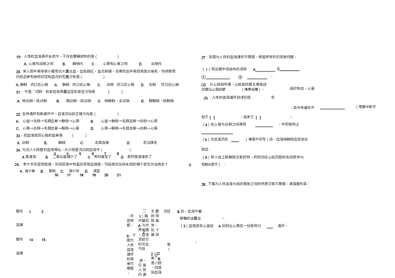七年级生物下册第三单元第四章测试题(新版)济南版第3页
