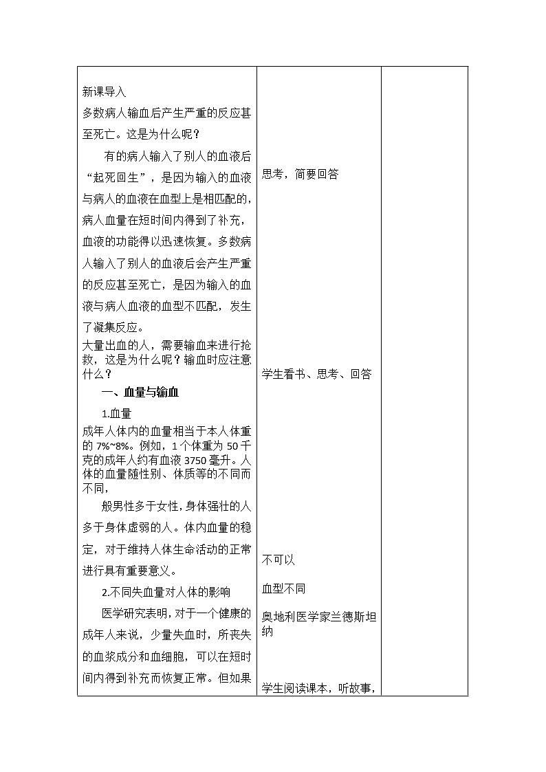 4.4.4输血和血型 教案第2页