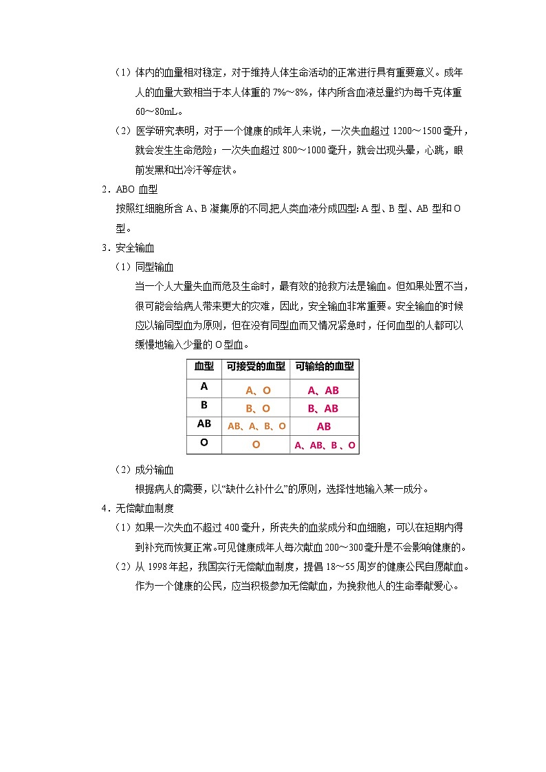 考点22 血液（解析版）-2022年生物中考一轮过关讲练（人教版）第2页