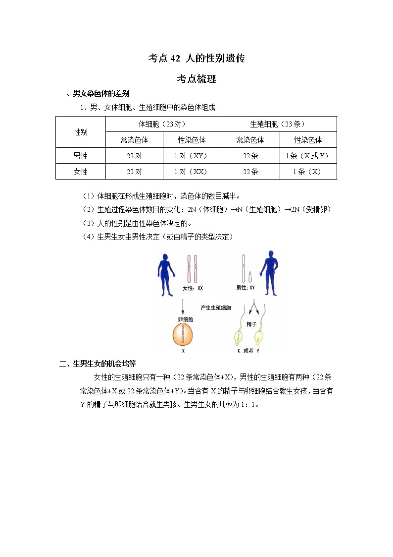 考点42 人的性别遗传（解析版）-2022年生物中考一轮过关讲练（人教版）第1页