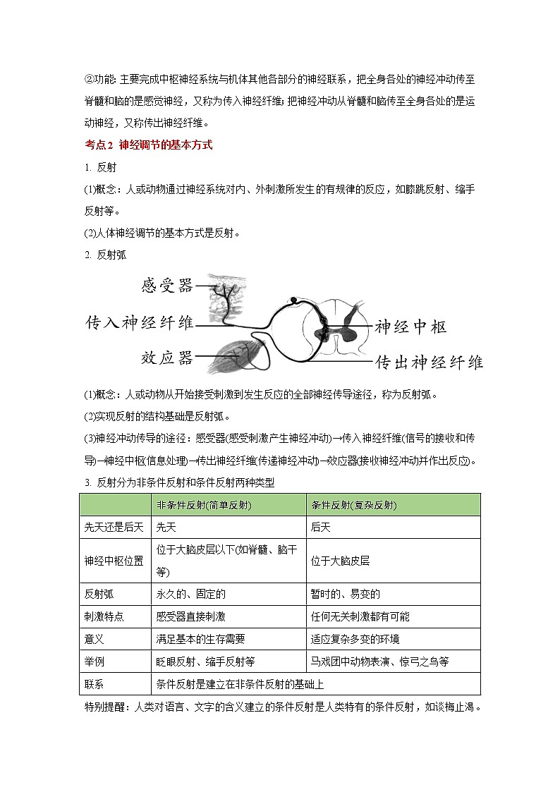考点27 神经系统的组成和神经调节的基本方式（解析版）-2022年生物中考一轮复习考点透析（人教版）第2页
