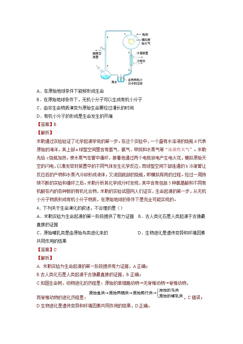 专题21 生命起源和生物进化（习题）-【过一轮】2022年中考生物一轮复习课件精讲与习题精练（解析版）第2页