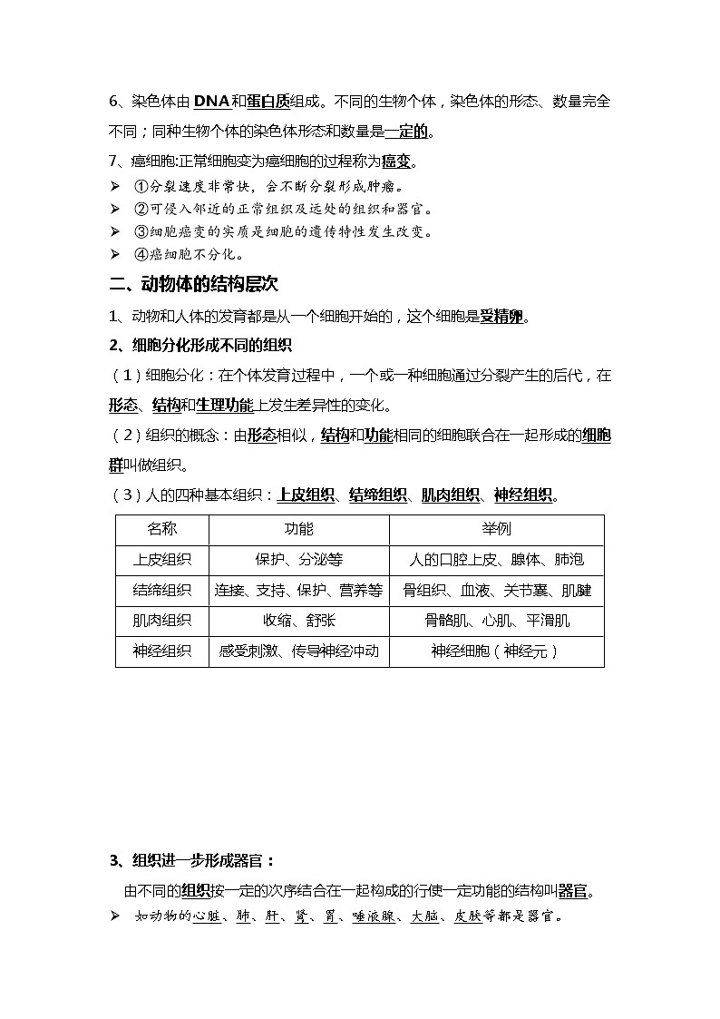 03 细胞怎样构成生物体-2022年中考生物一轮复习核心考点必背知识清单02