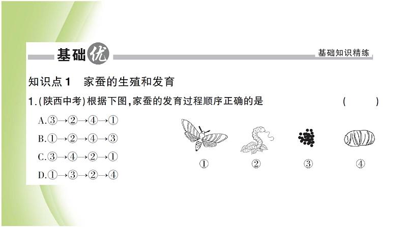 八年级生物下册第七单元生物圈中生命的延续和发展第一章生物的生殖和发育第二节昆虫的生殖和发育作业课件新人教版05