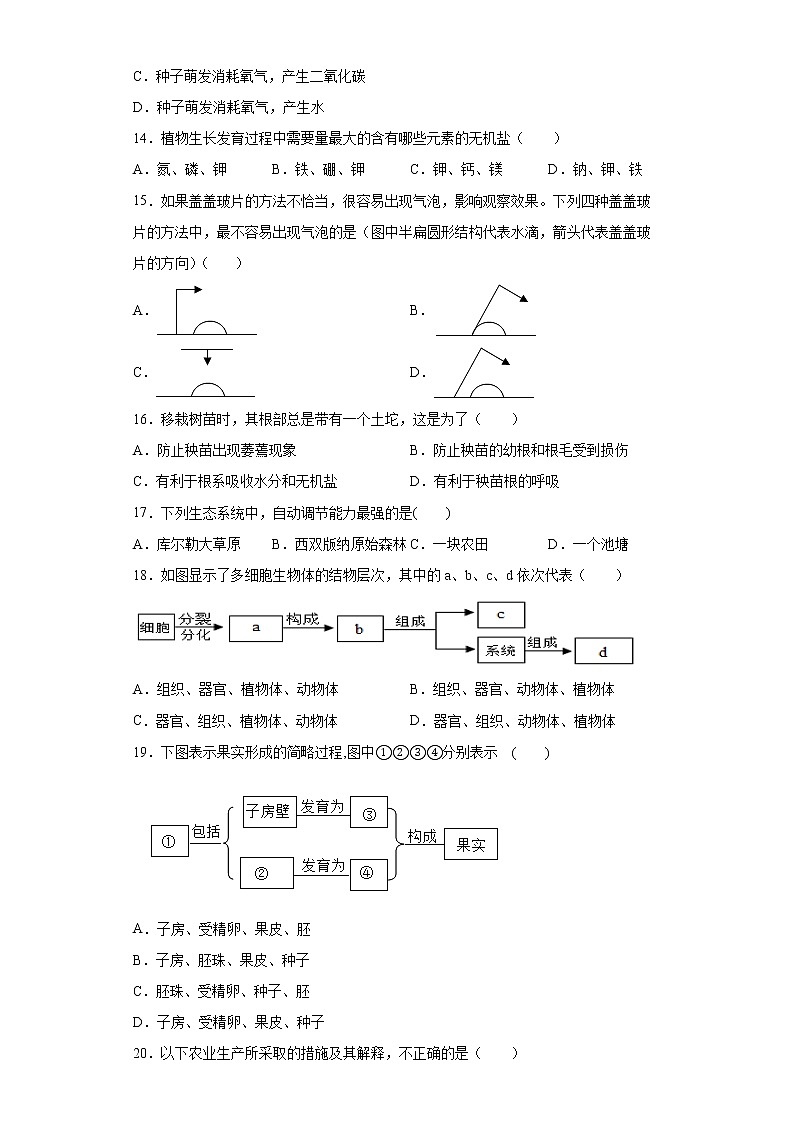 内蒙古通辽市科左中旗2021-2022学年七年级上学期期末生物试题（word版含答案）第3页