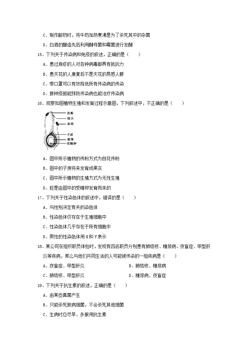 辽宁省鞍山市立山区2021年中考生物一模试卷含解析03