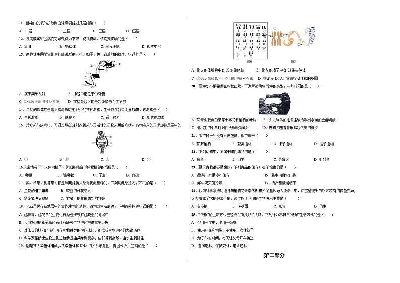 （北京卷）2022年中考生物第一次模拟考试（考试版）第2页