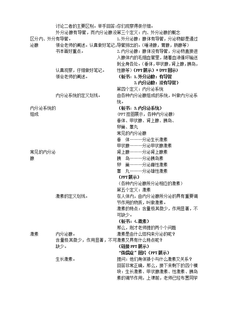 北师大版生物七年级下册 第12章 第3节 激素调节(6)（教案）03