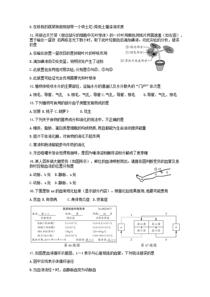 贵州遵义市红花岗区2022年初中学业水平考试第一次模拟试题生物试题(word版含答案)02