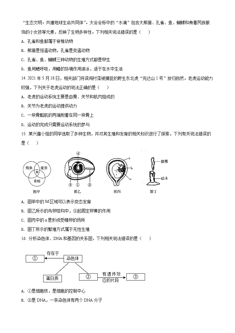 2022年河南省驻马店市上蔡县中考一模生物试题03