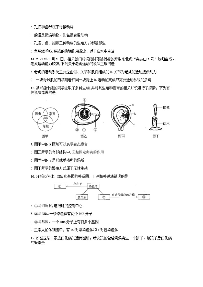 2022年河南省驻马店市上蔡县中考质量检测一模生物试题03