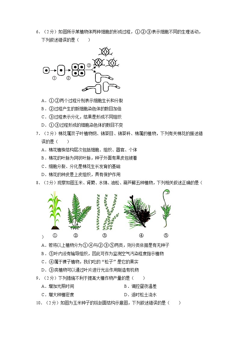 2022年广东省江门市台山市中考模拟试题生物试卷+02