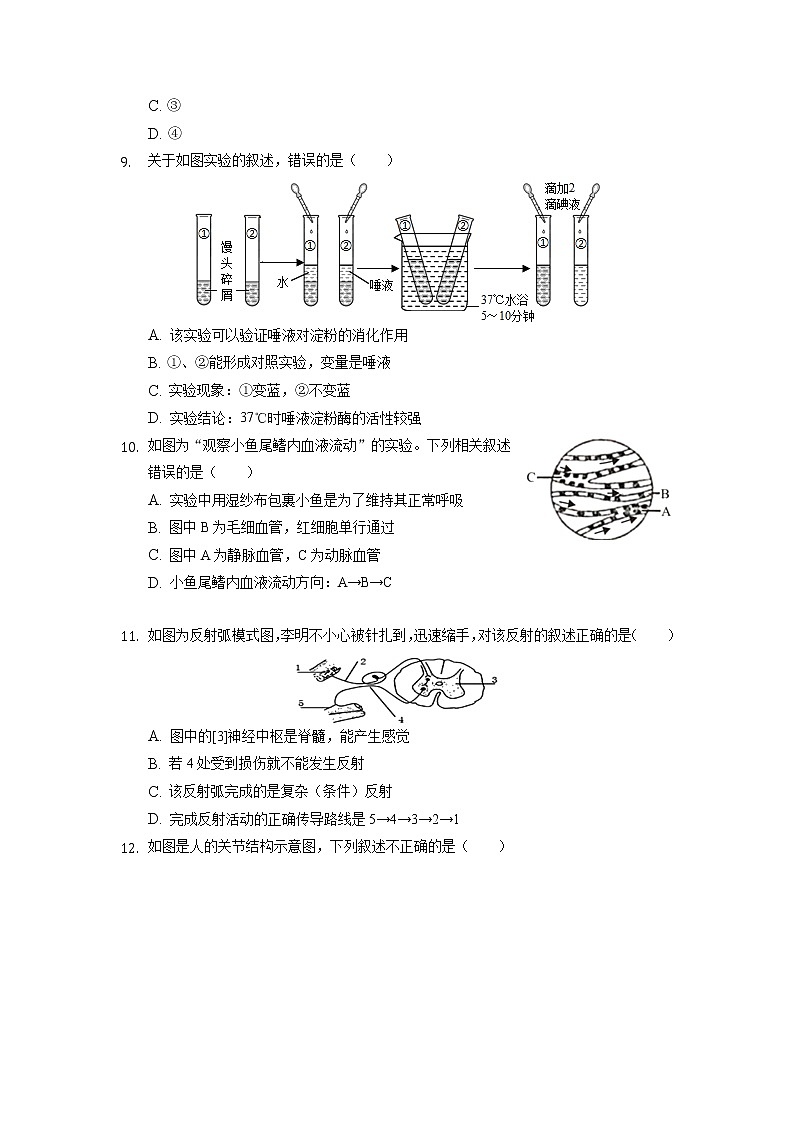 2022年甘肃省陇南市礼县中考一模生物试卷03