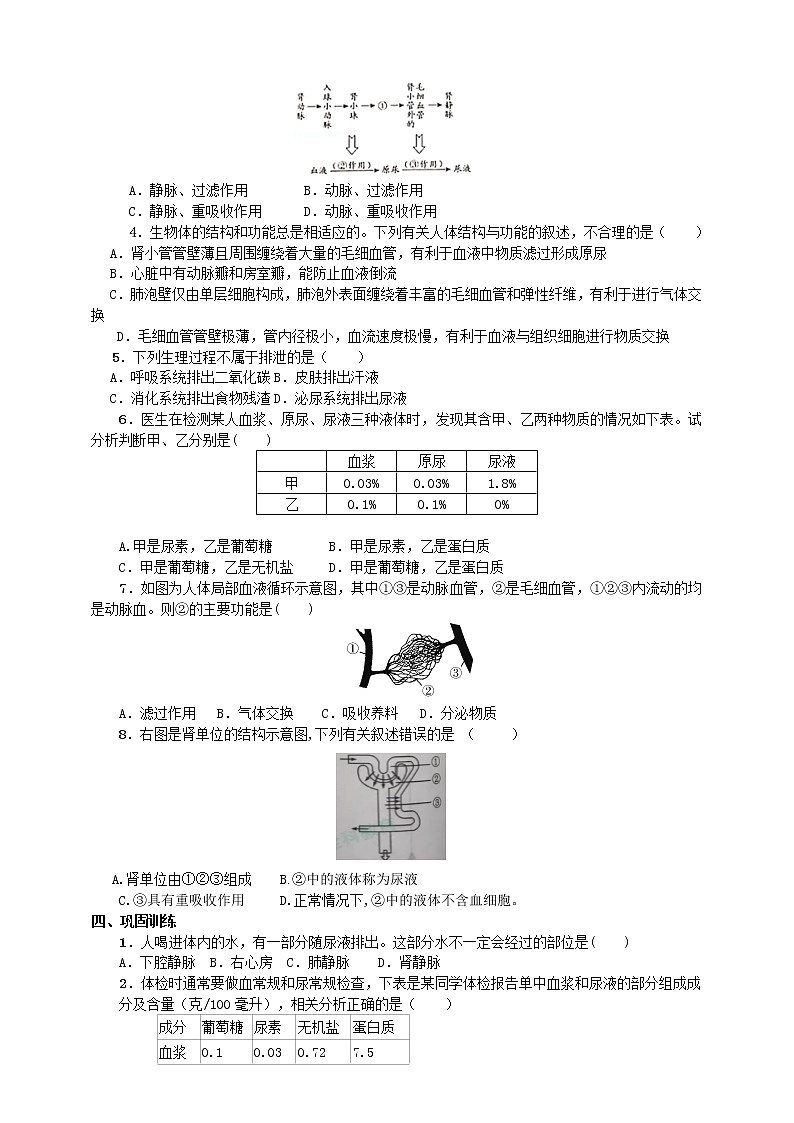 4.1 尿液的形成和排出 学案第3页
