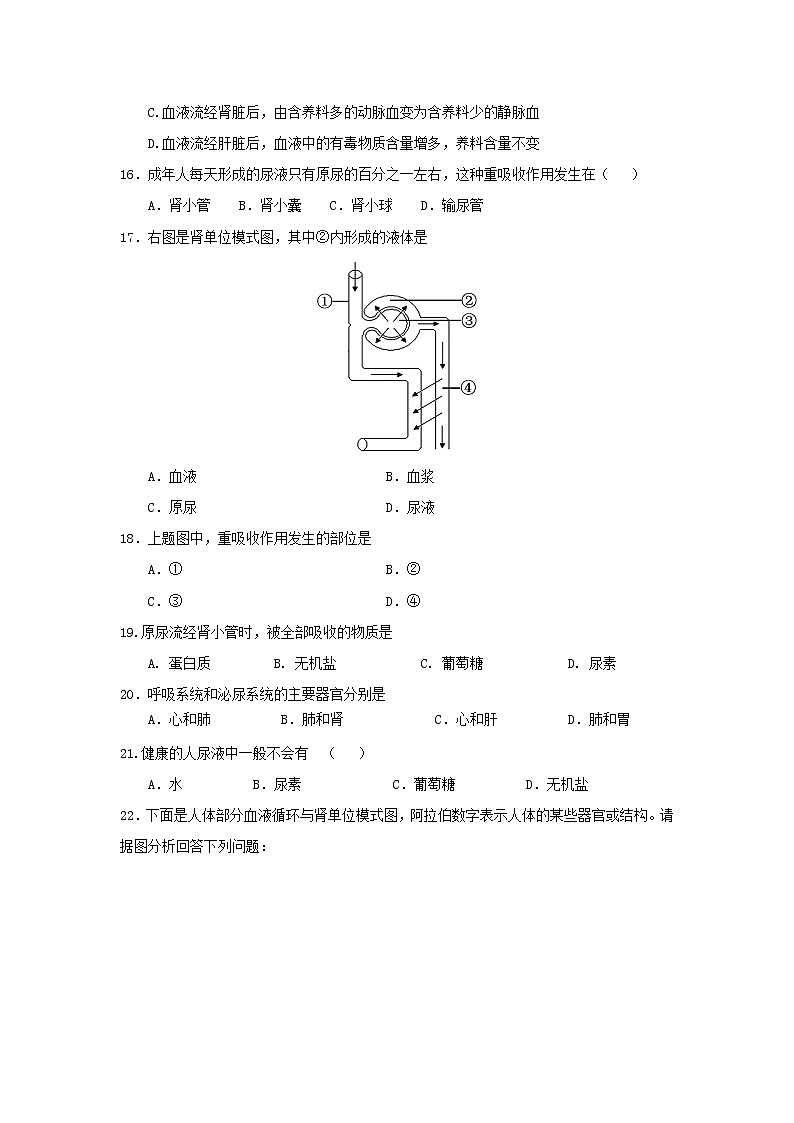 4.1 尿液的形成和排出 练习第3页